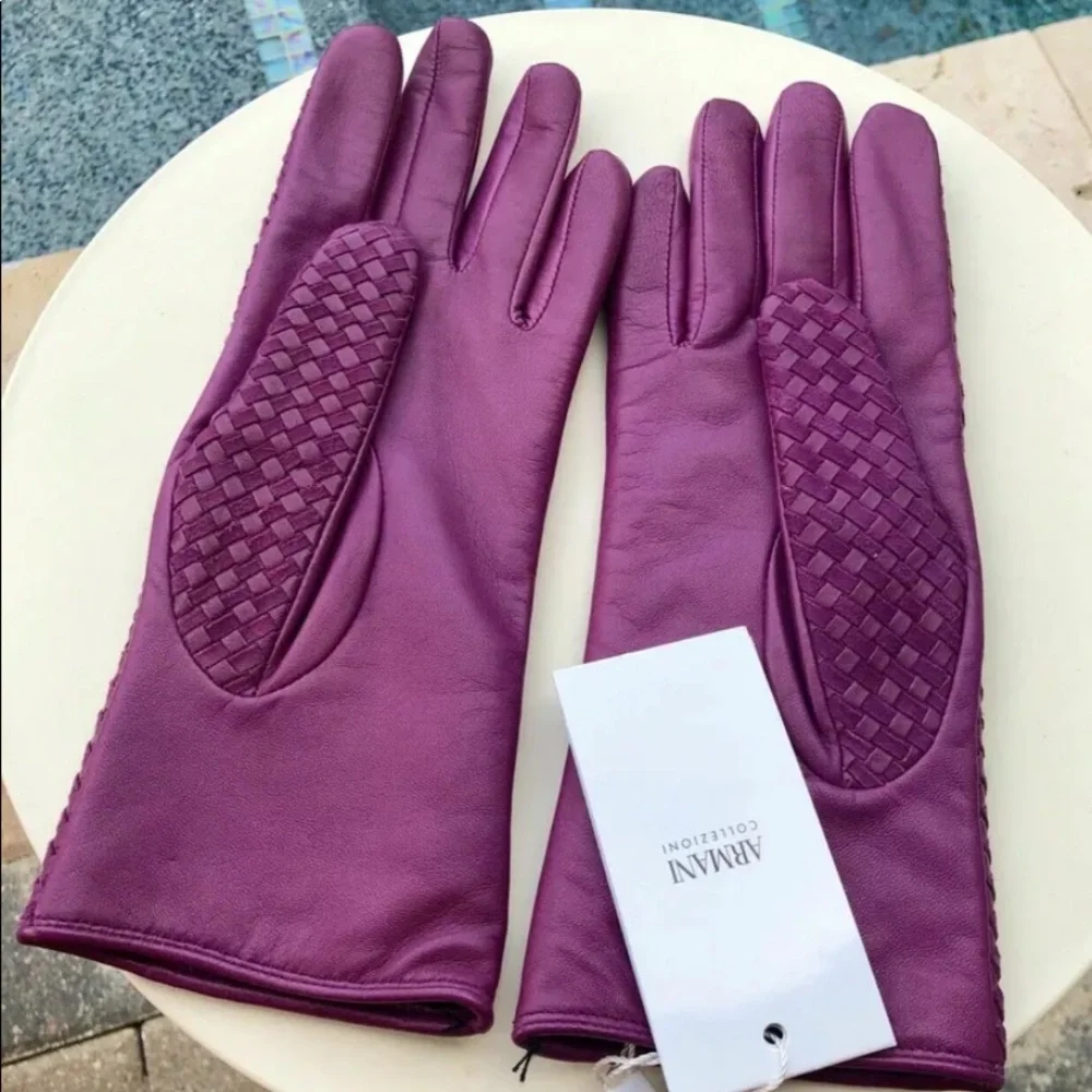 Armani‎ Collezioni braided Leather gloves Size S